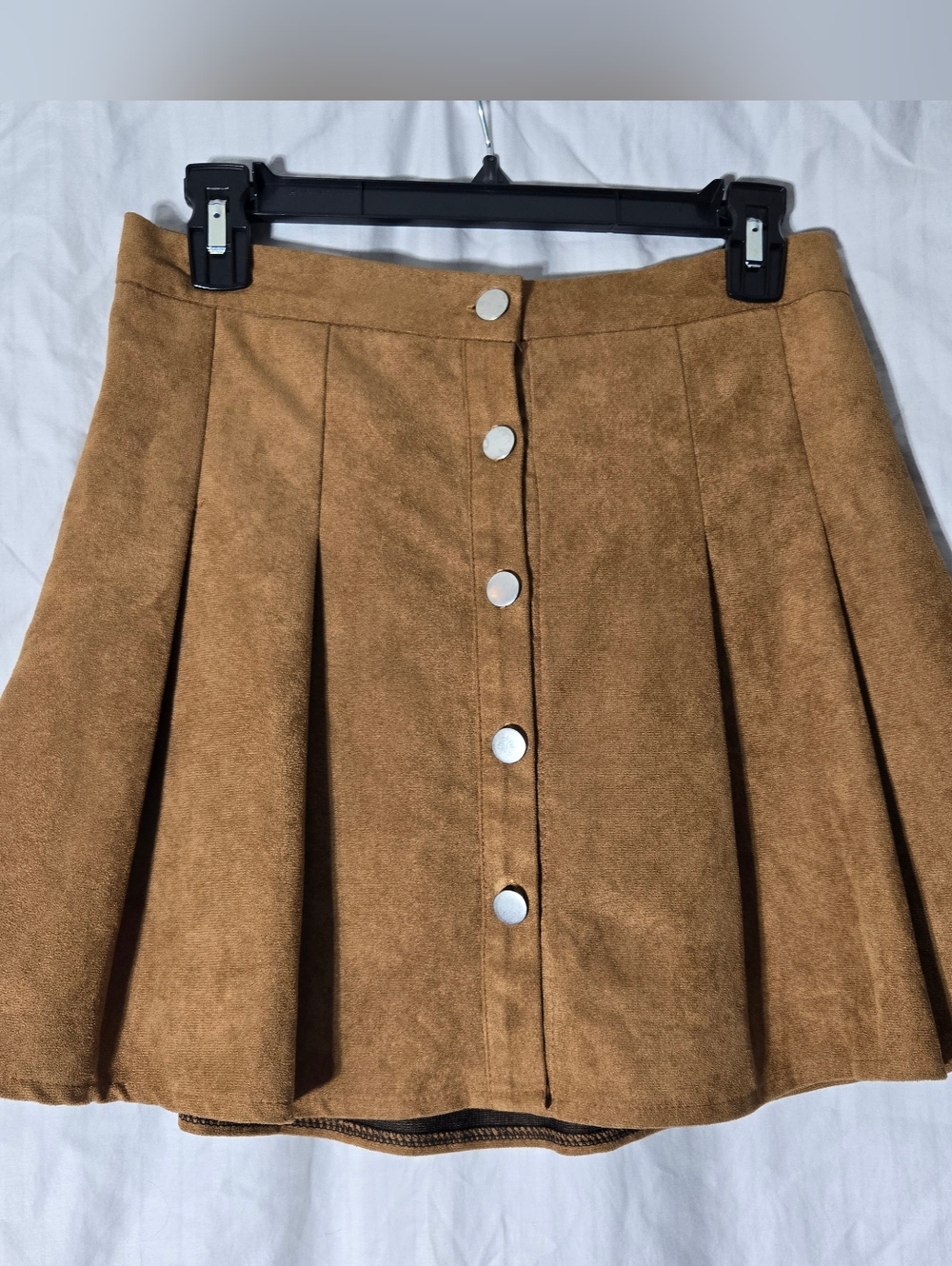 Retro Style Skirt Dark Tan Faux Suede A Line Midi Length Size Large